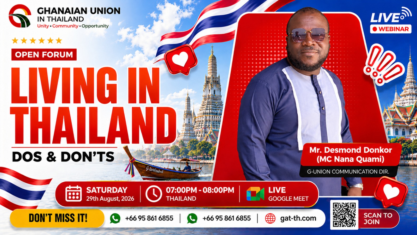 Ghanaian Union in Thailand to Host OPEN FORUM: ‘Living in Thailand: Dos & Don’ts’ Open Forum on August 29